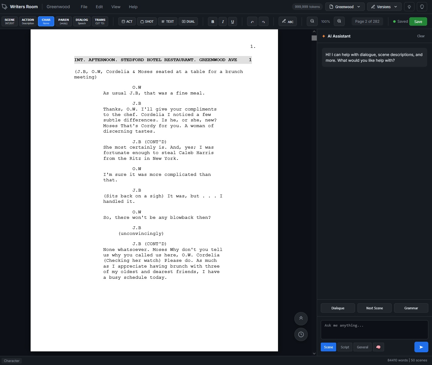 Writers Room Editor Screenshot